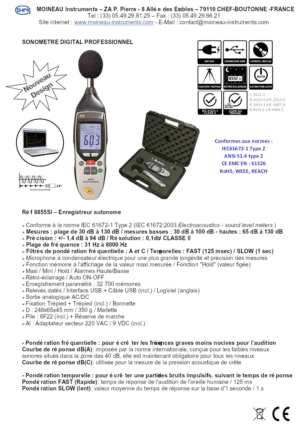 Image du document pdf : manuel du sonomètre digital professionnel réf 8855si  