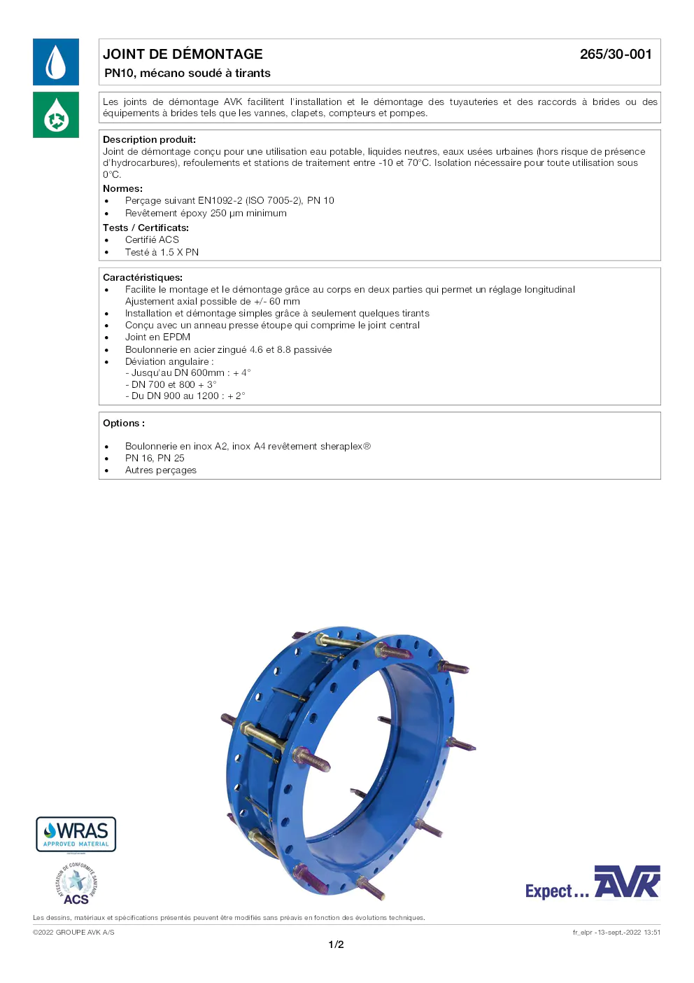 Image du document pdf : manuel du joint de démontage 265/30-001 PN10 mécano soudé à tirants  