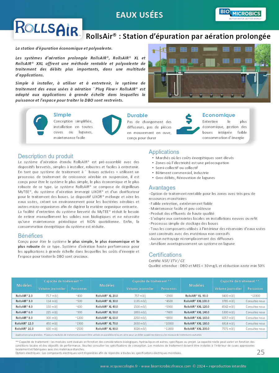 Image du document pdf : brochure sur la station d’épuration rollsair® par aération prolongée  