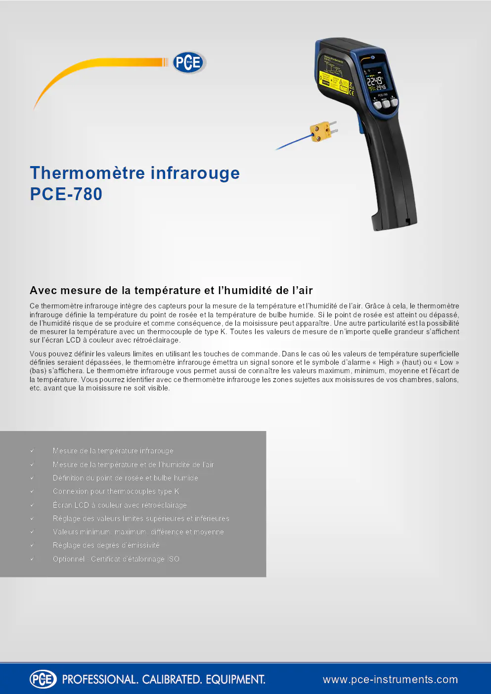 Image du document pdf : manuel du thermomètre infrarouge pce-780  