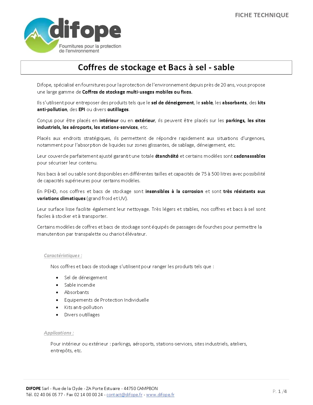 Image du document pdf : Fiche Technique des Coffres de Stockage et Bacs à Sel - Sable  