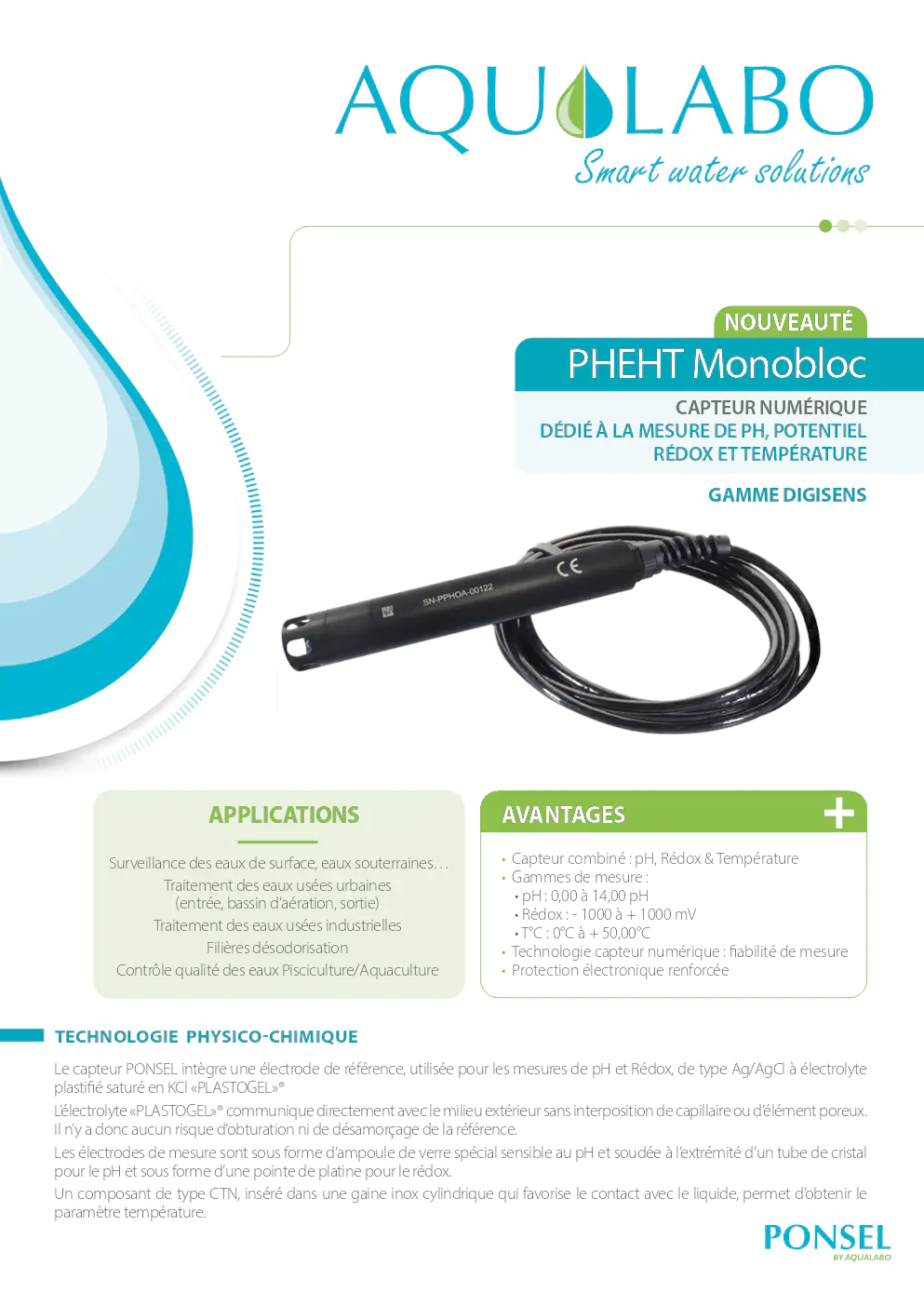 Image du document pdf : brochure du capteur numérique pheht monobloc de la gamme digisens  