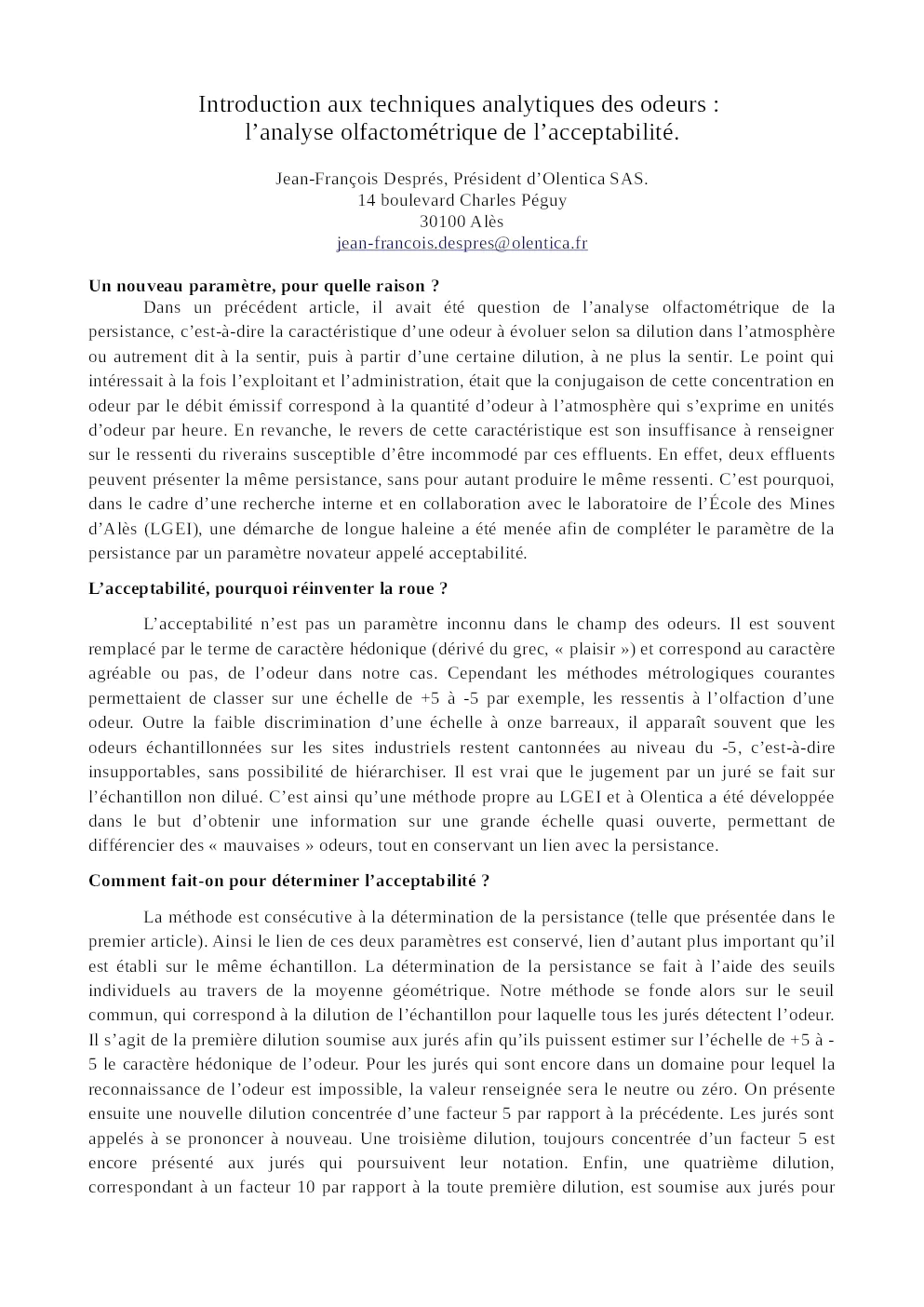 Image du document pdf : introduction aux techniques analytiques des odeurs : l’analyse olfactométrique de l’acceptabilité  