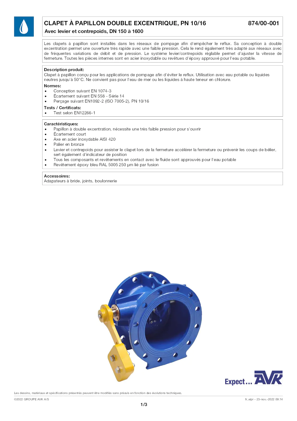 Image du document pdf : FT_Clapet à papillon double excentrique_874-00-001_AVK010_FR  