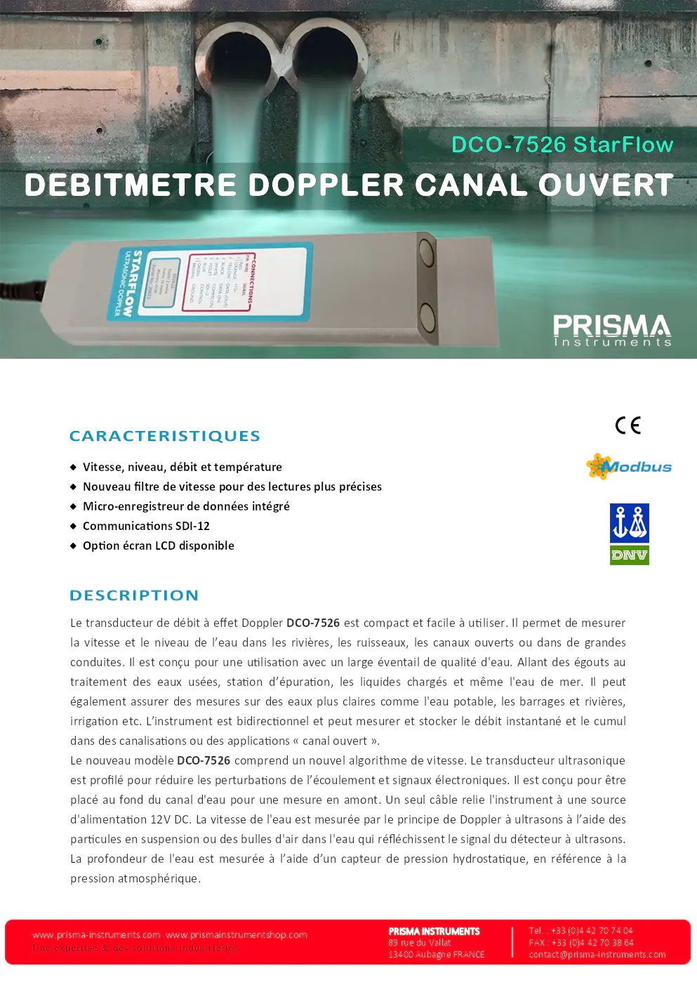 Image du document pdf : Brochure du Débitmètre Doppler DCO-7526 StarFlow  