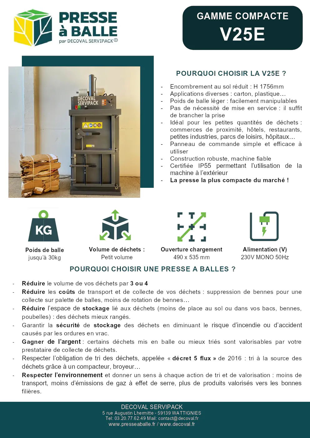 Image du document pdf : brochure de la presse à balles v25e decoval servipack  