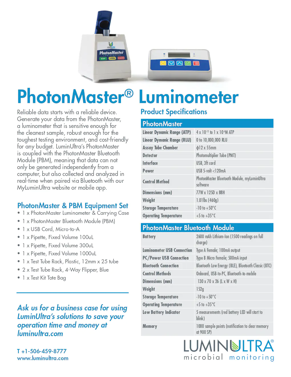 Image du document pdf : fiche technique du luminomètre photonmaster  