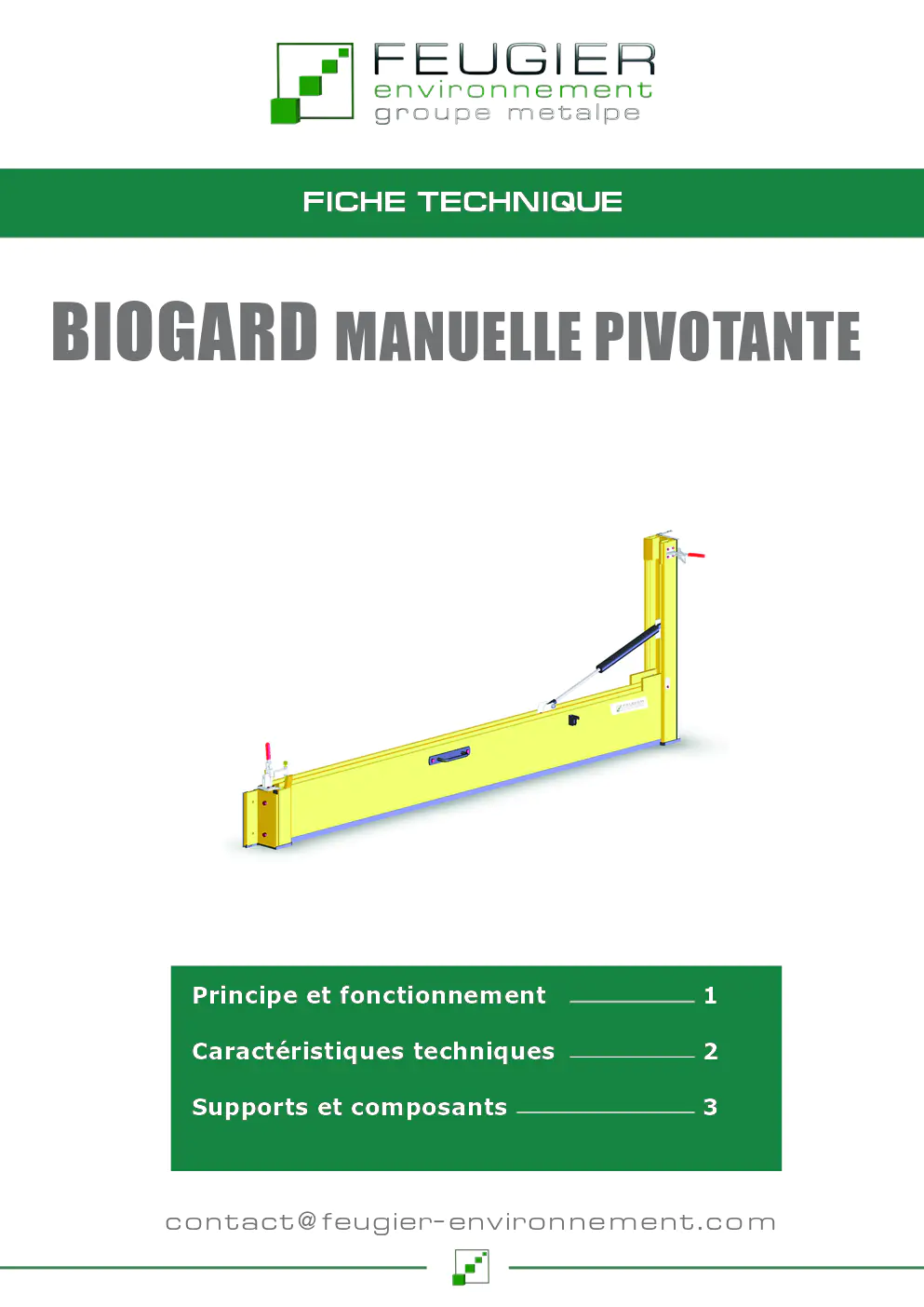 Image du document pdf : fiche technique biogard manuelle pivotante feugier environnement  