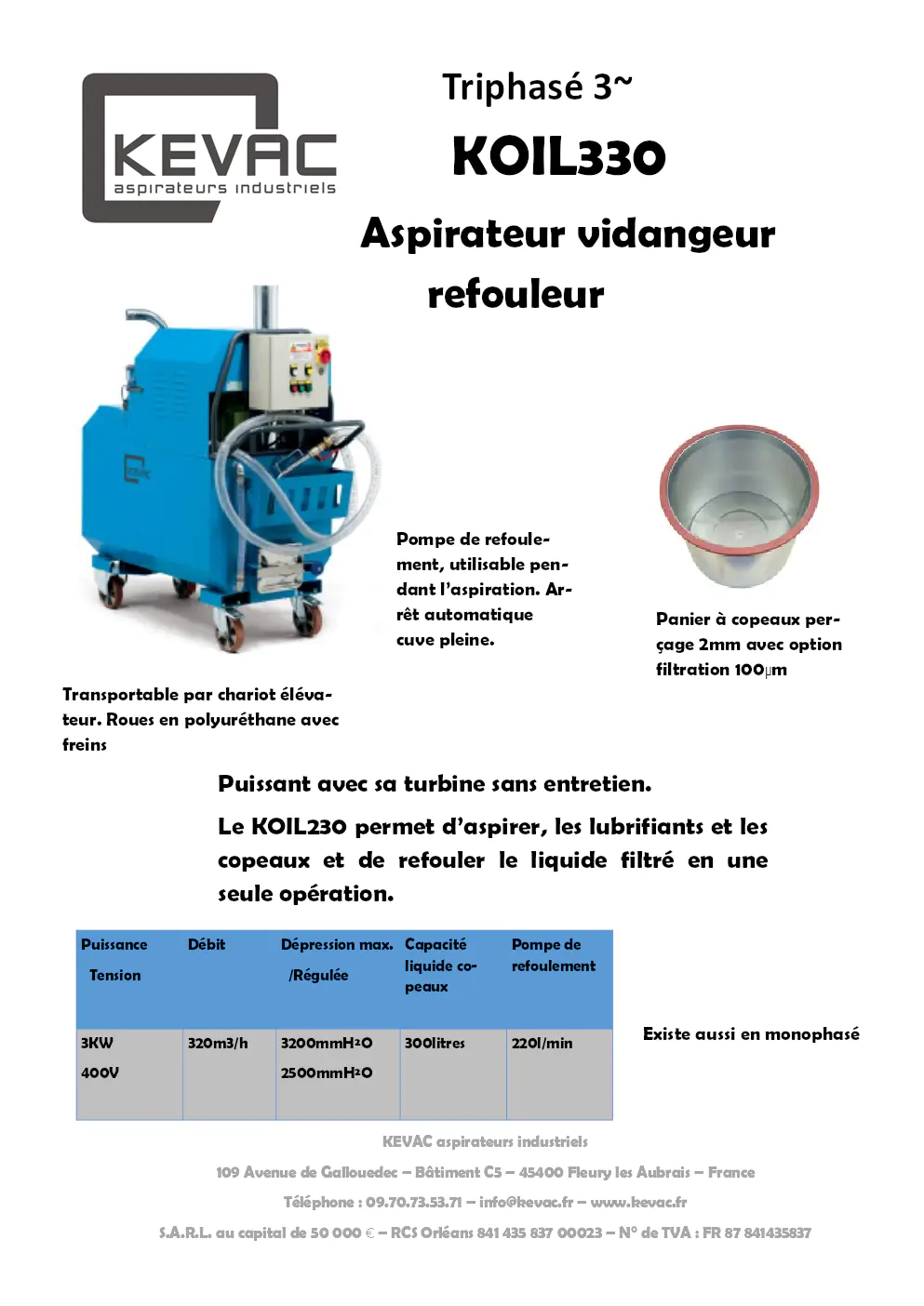 Image du document pdf : manuel du produit koil330 aspirateur vidangeur refouleur  