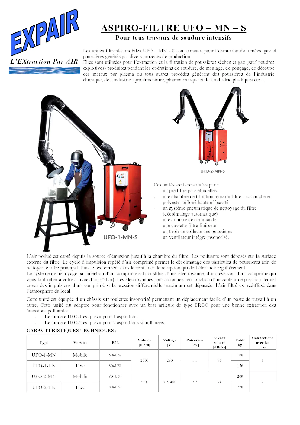 Image du document pdf : brochure des unités filtrantes mobiles aspiro-filtre ufo – mn – s  