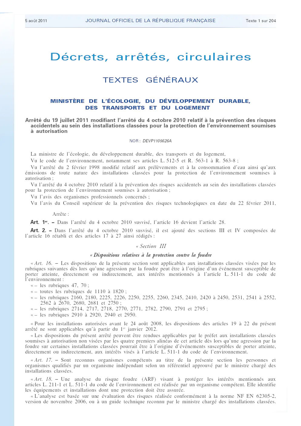 Image du document pdf : Arr&eacute;t&eacute; 19 JUILLET 2011 r&eacute;tention  