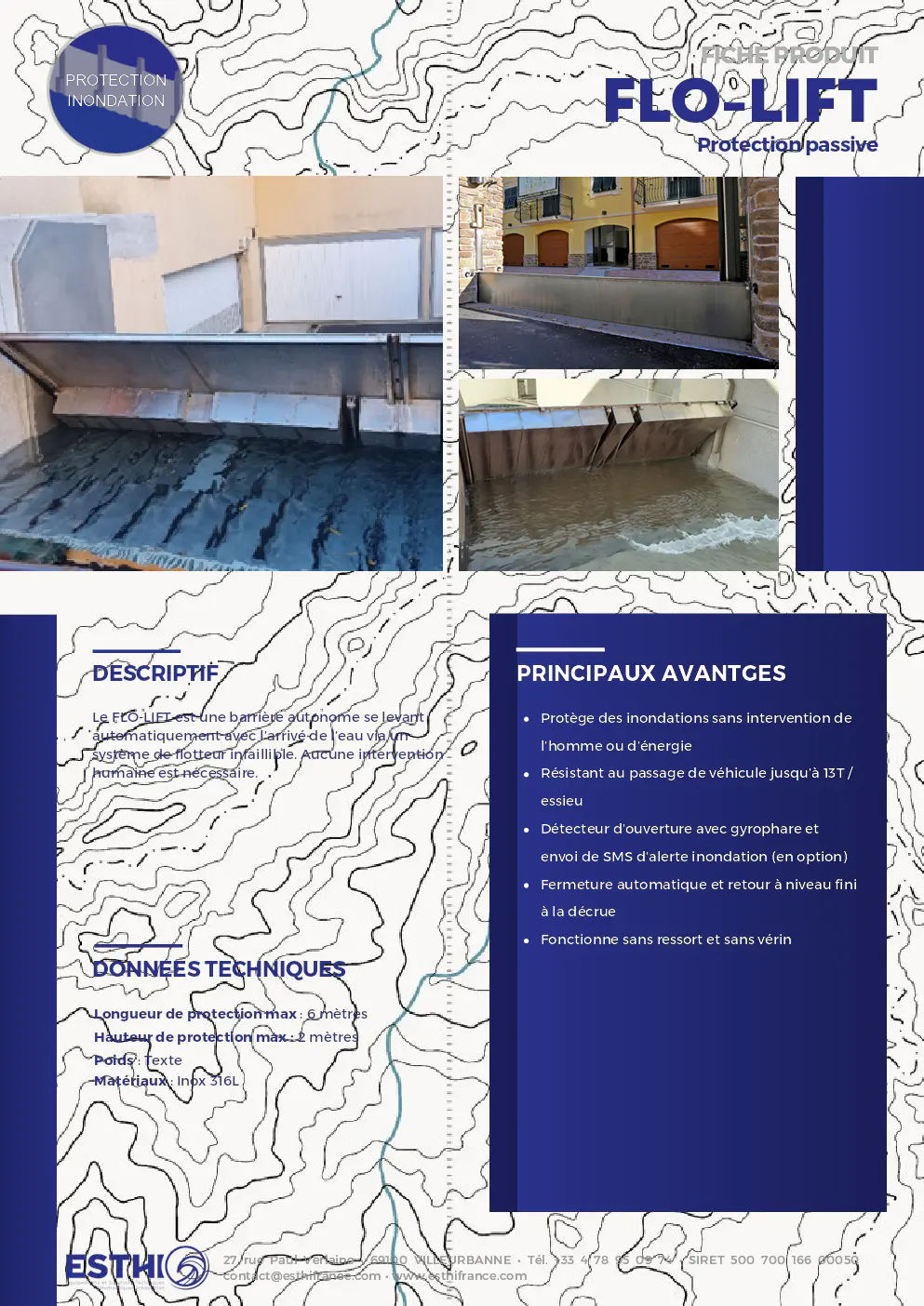 Image du document pdf : fiche produit de la barrière FLO-LIFT protection inondation  