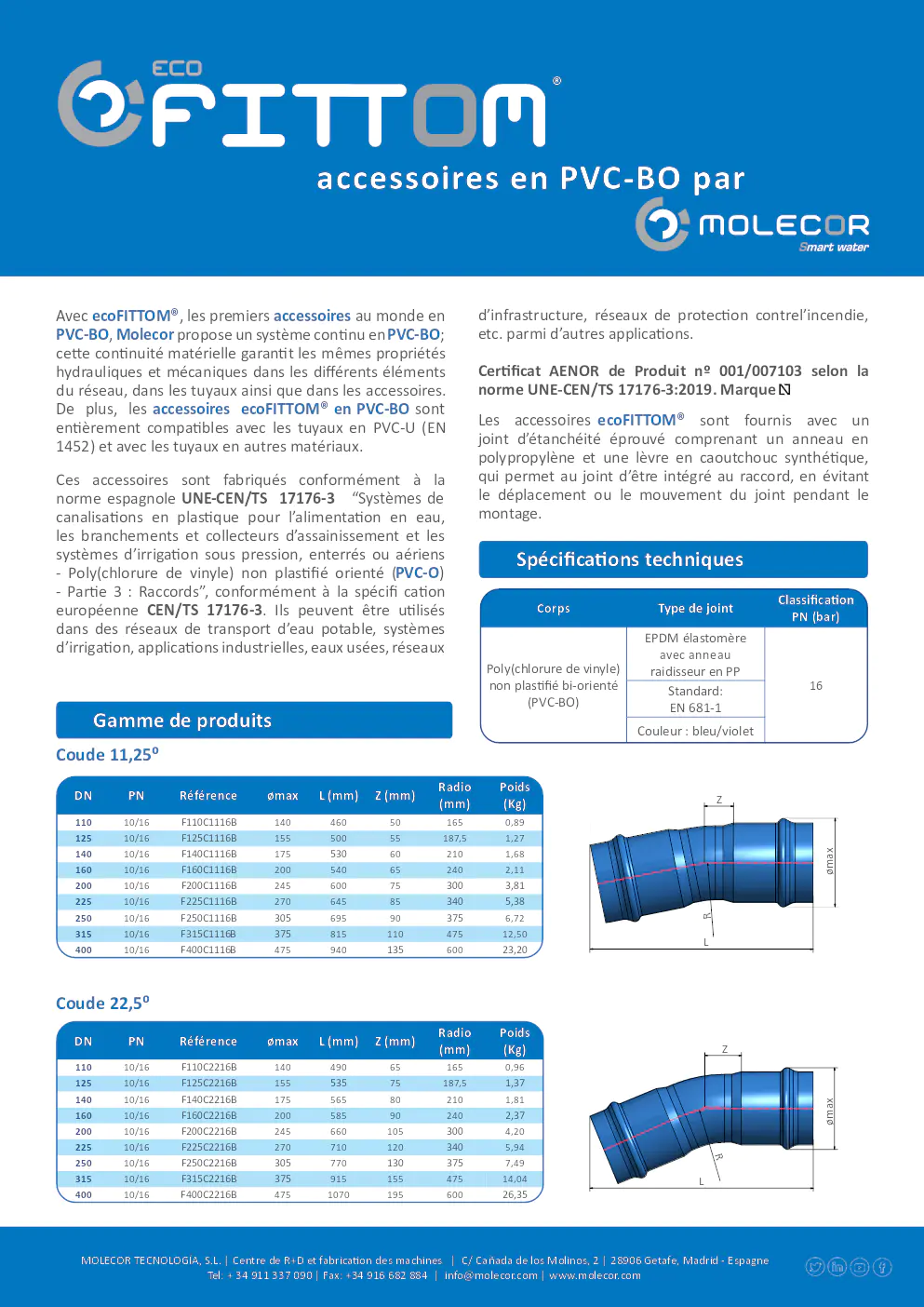 Image du document pdf : brochure des accessoires ecoFITTOM en PVC-BO par molecor  