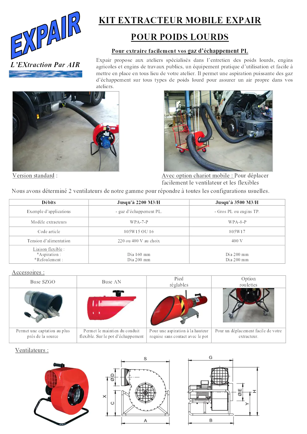 Image du document pdf : brochure du kit extracteur mobile expair pour poids lourds  