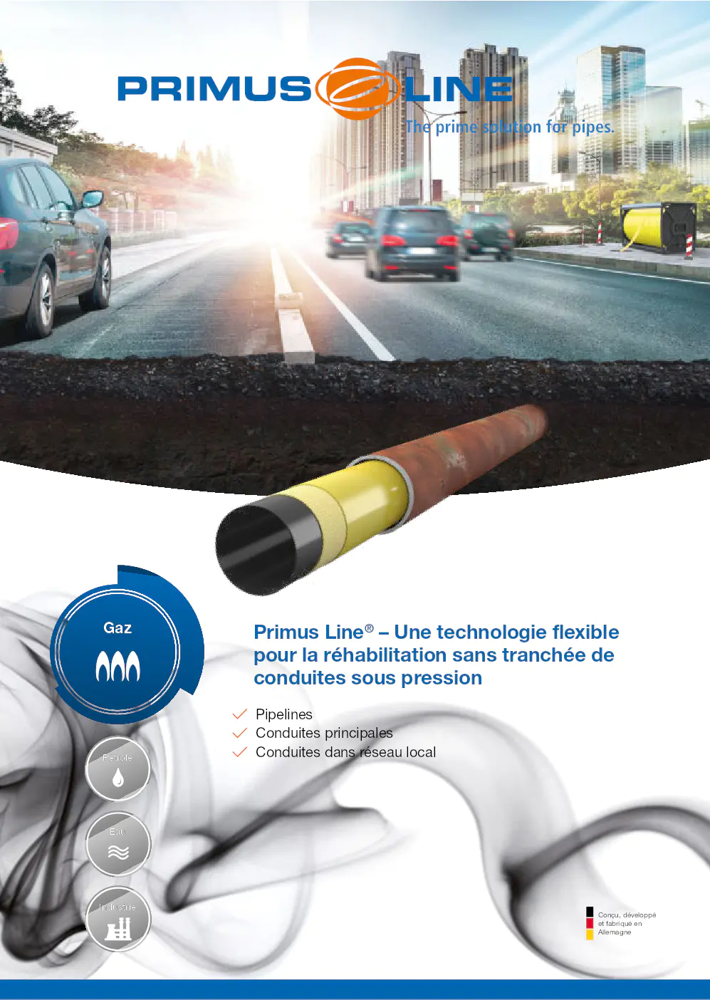 Image du document pdf : brochure de la technologie de réhabilitation sans tranchée primus line  