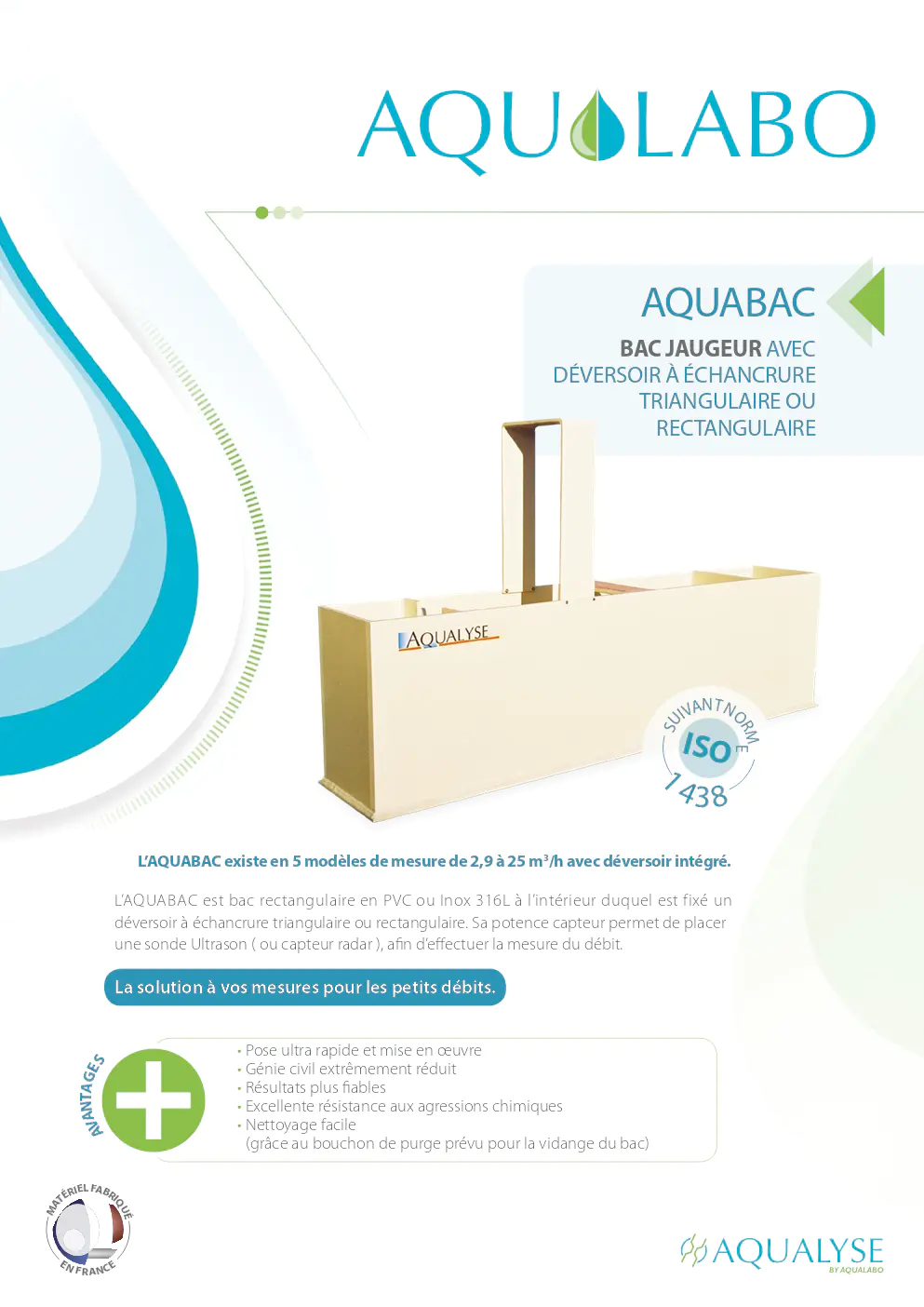 Image du document pdf : brochure du produit aquabac avec déversoir à échancrure  