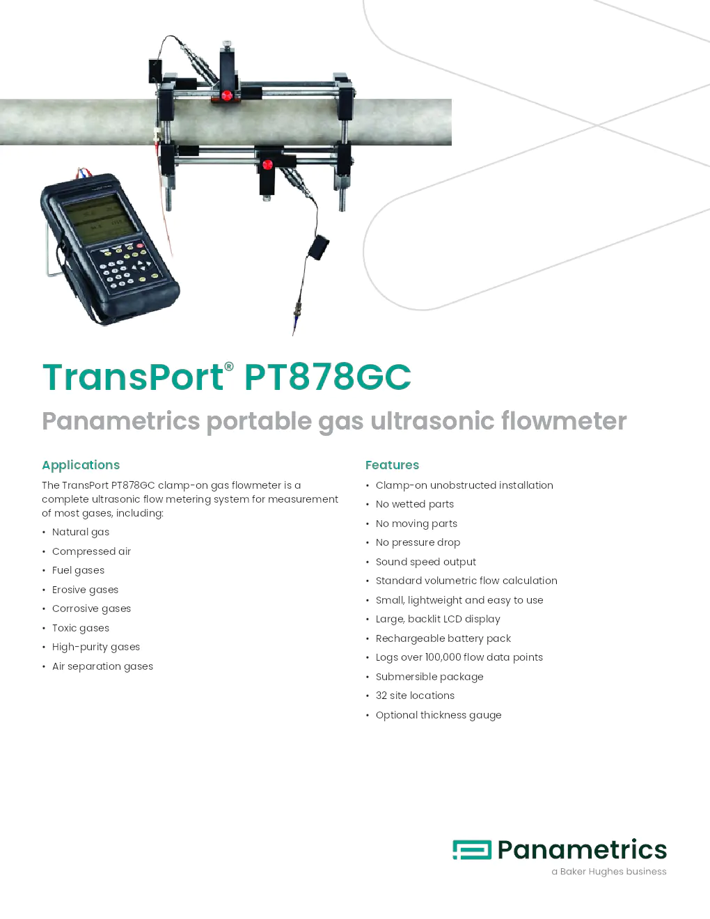 Image du document pdf : manuel du débitmètre à ultrasons portable pour gaz transport PT878GC  