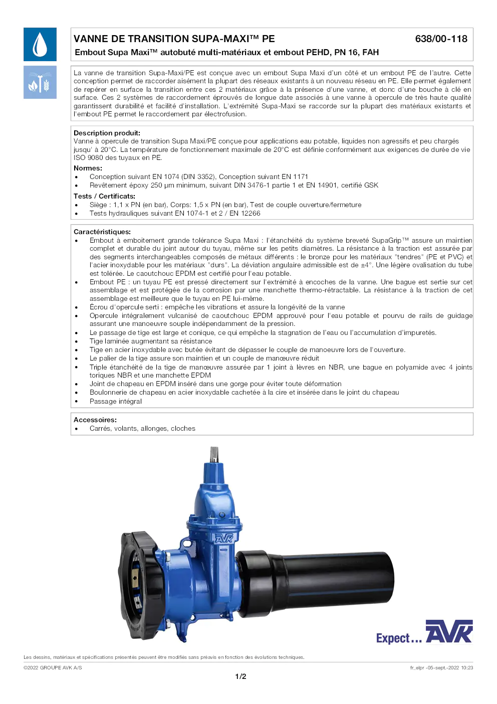 Image du document pdf : manuel de la vanne de transition supa-maxi™ pe 638/00-118  