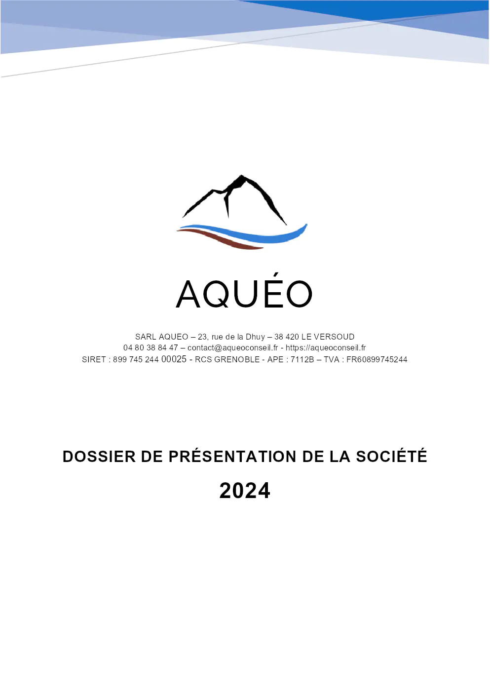 Image du document pdf : Dossier de présentation de la société AQUÉO 2024  