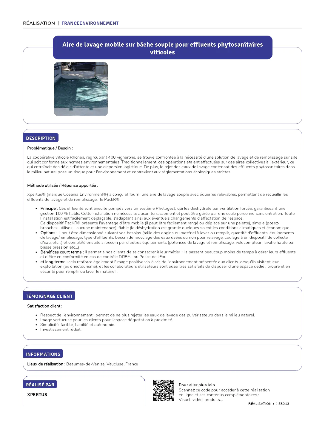 Image du document pdf : aire de lavage mobile sur bâche souple pour effluents phytosanitaires viticoles  