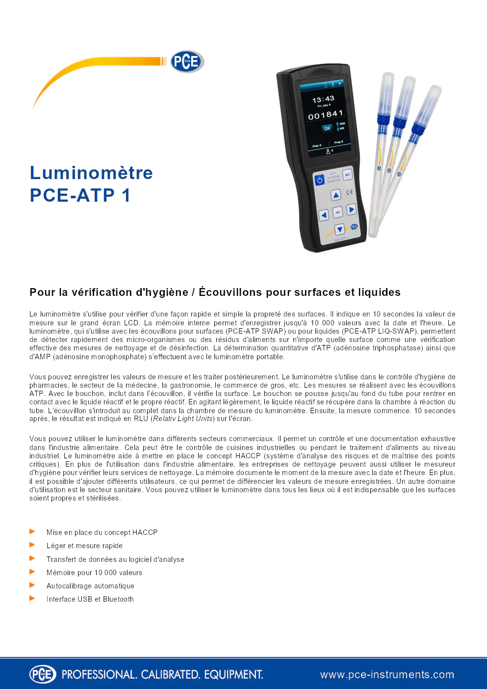 Image du document pdf : manuel du luminomètre pce-atp 1  