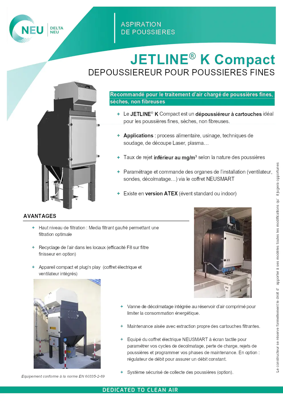 Image du document pdf : brochure du dépoussiéreur jetline k compact pour poussières fines  