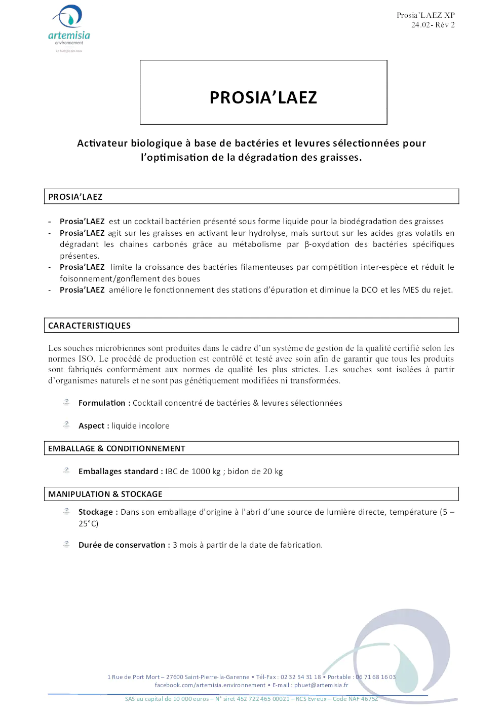 Image du document pdf : Prosia’LAEZ XP - Activateur biologique pour la dégradation des graisses  