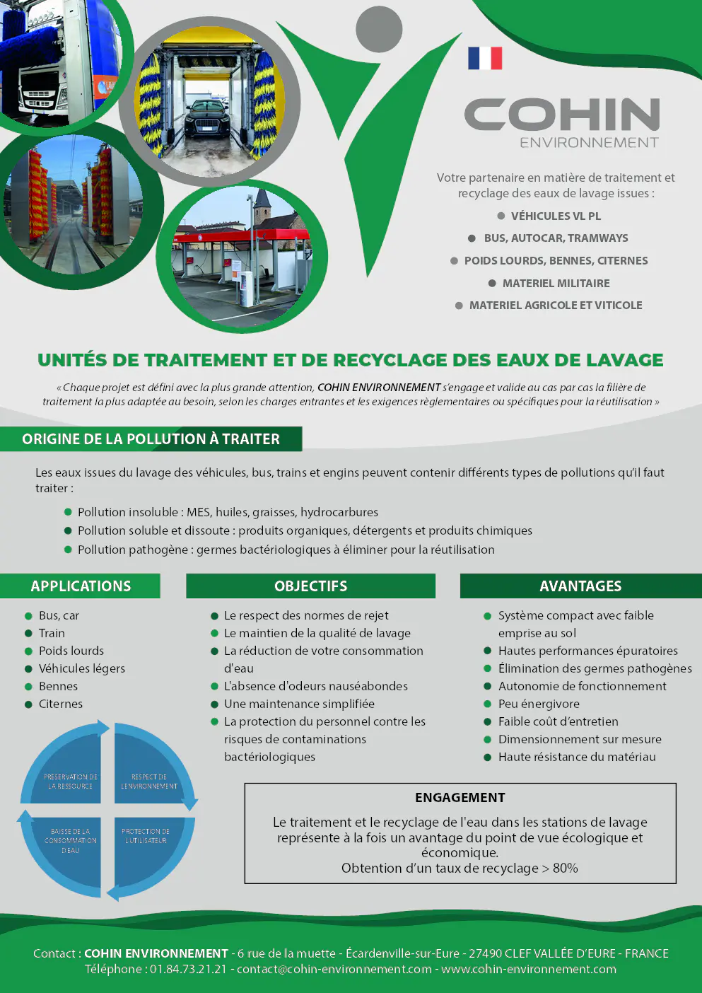 Image du document pdf : brochure sur les unités de traitement et de recyclage des eaux de lavage par cohin environnement  