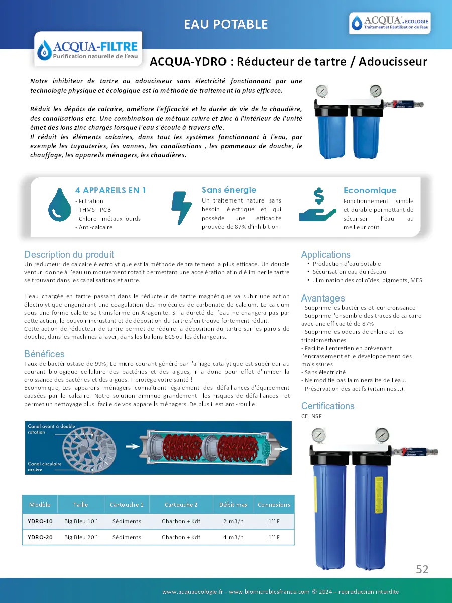 Image du document pdf : brochure du réducteur de tartre et adoucisseur acqua-ydro  