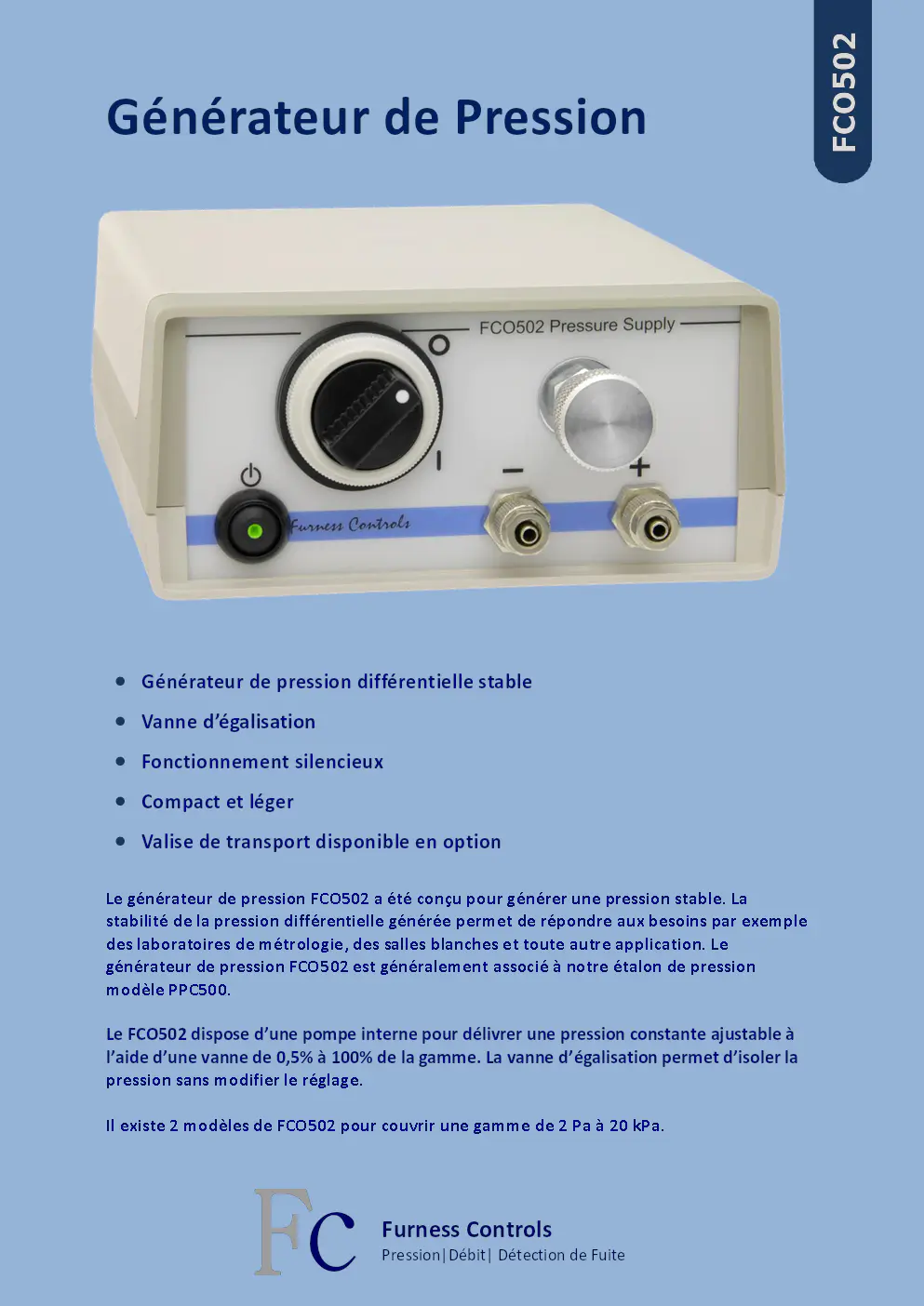 Image du document pdf : brochure du générateur de pression fco502  