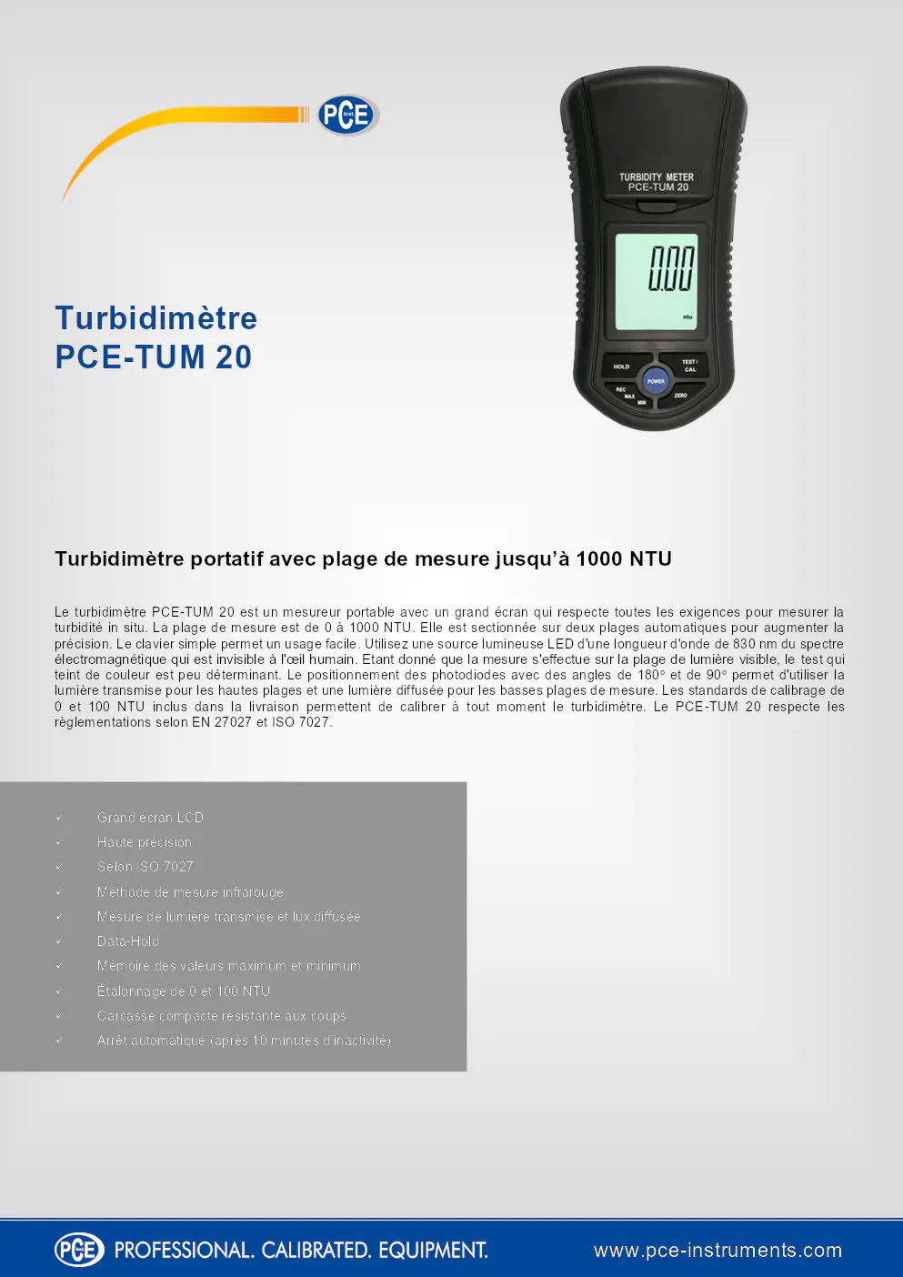 Image du document pdf : manuel du turbidimètre PCE-TUM 20  