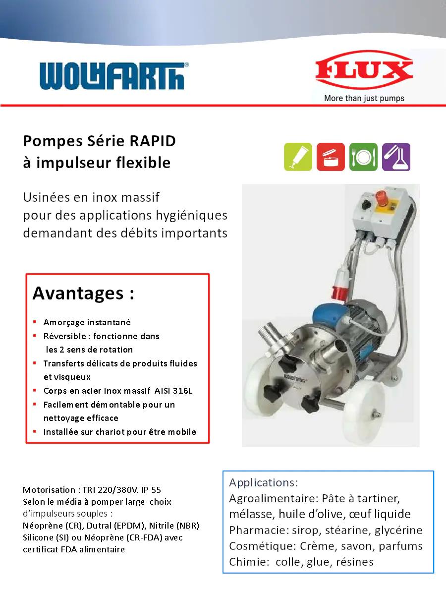 Image du document pdf : brochure des pompes série rapid, sanitaire et ultra rapid de flux france  