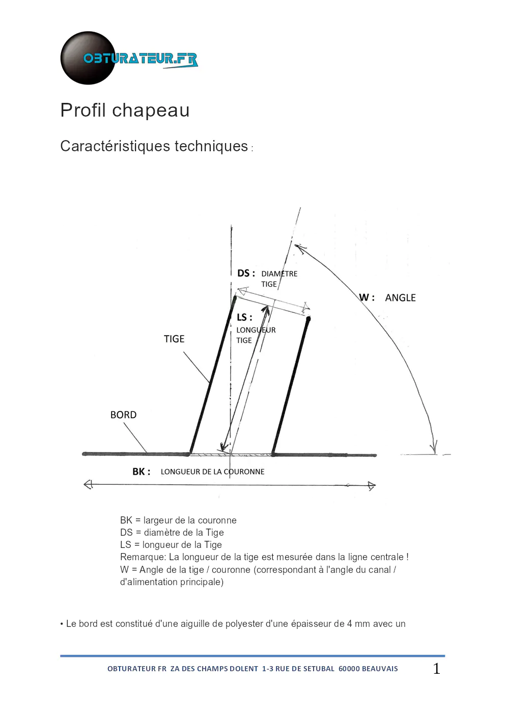 Image du document pdf : fiche technique du profil chapeau obturateur.fr  