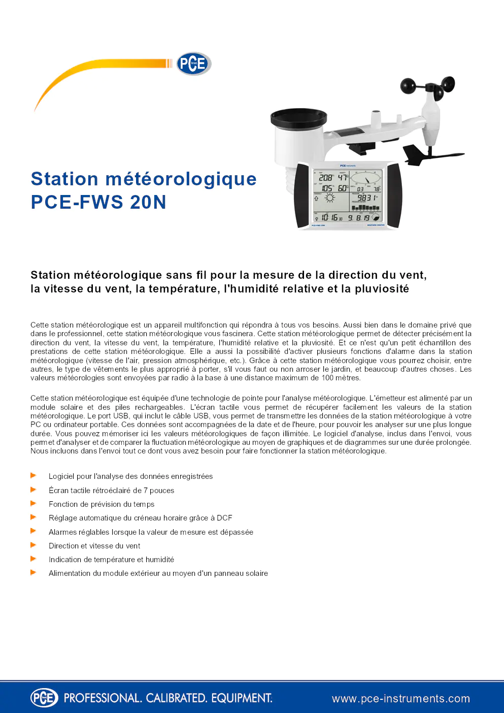 Image du document pdf : manuel de la station météorologique pce-fws 20n  