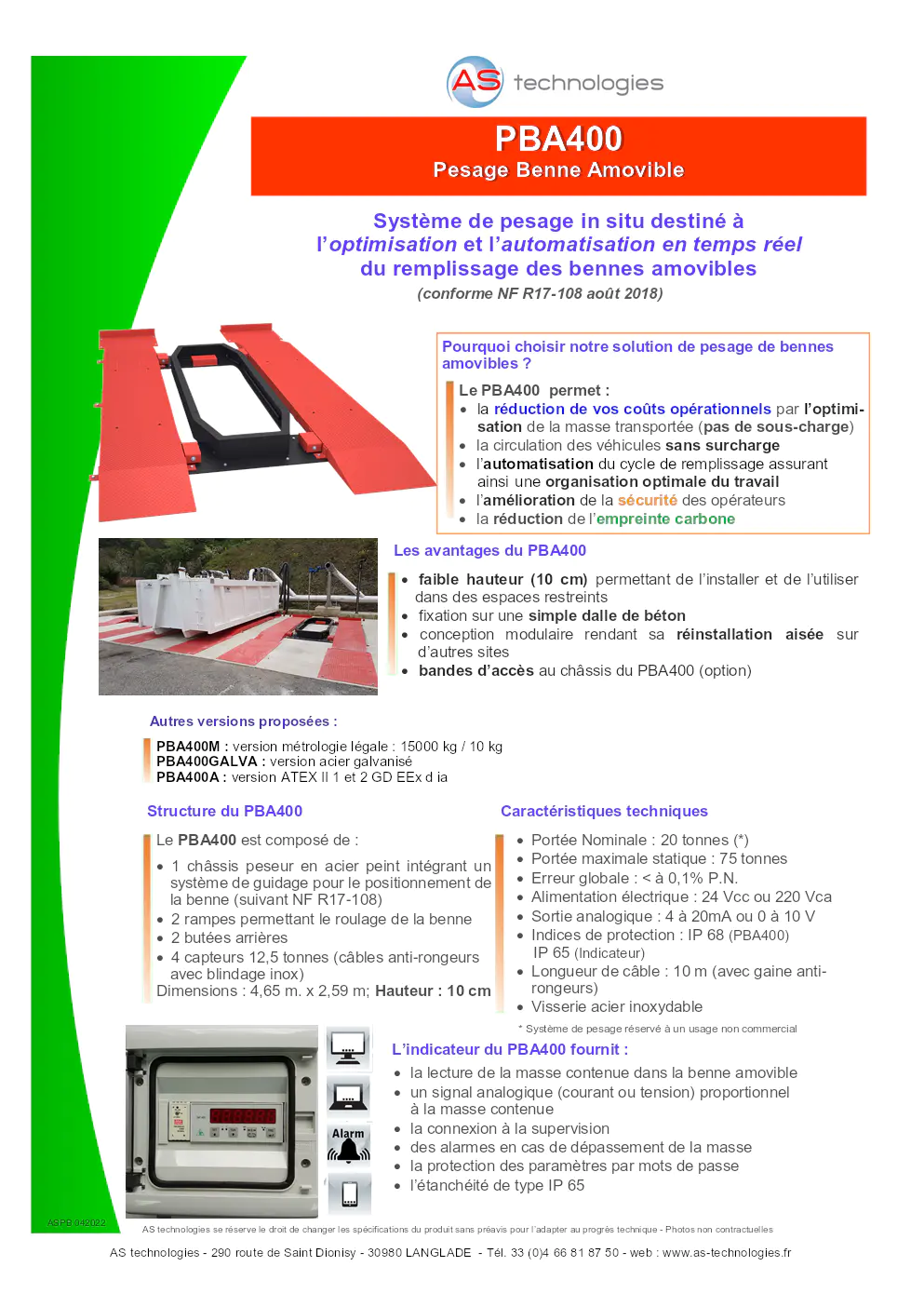 Image du document pdf : manuel du pesage benne amovible pba400  