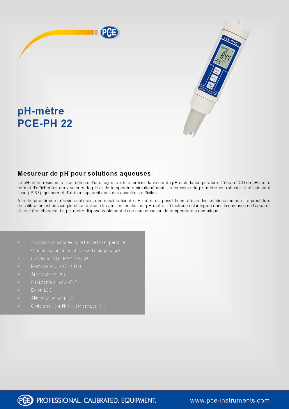 Image du document pdf : manuel du pH-mètre pce-ph 22  