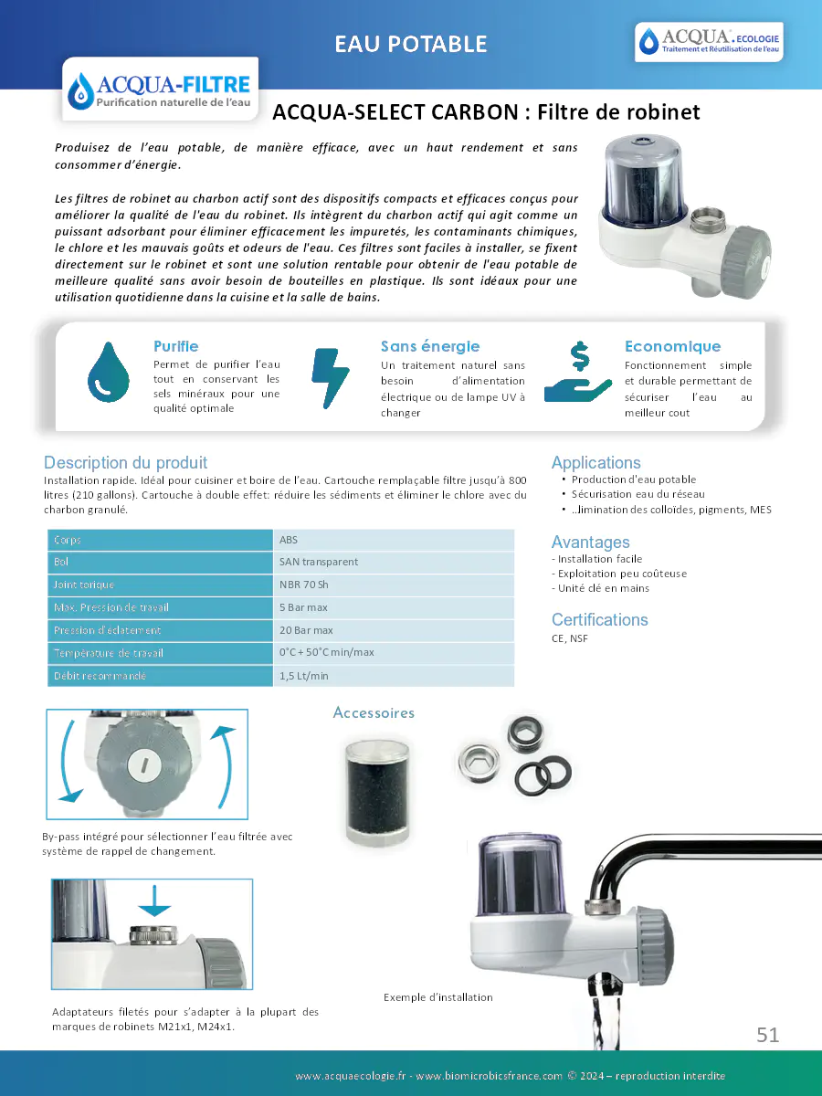 Image du document pdf : brochure du filtre de robinet acqua-select carbon  