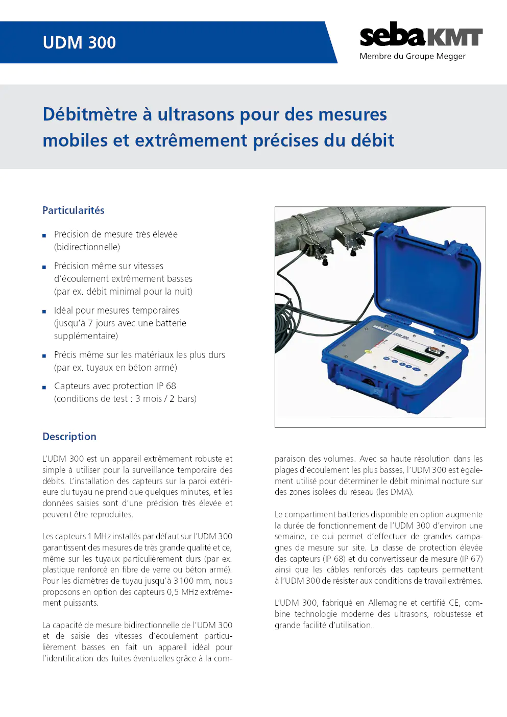 Image du document pdf : manuel du débitmètre à ultrasons udm 300  