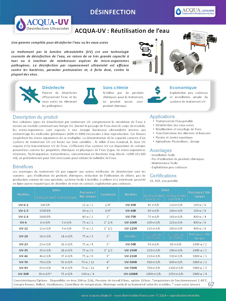 Image du document pdf : brochure de désinfection acqua-uv pour la réutilisation de l