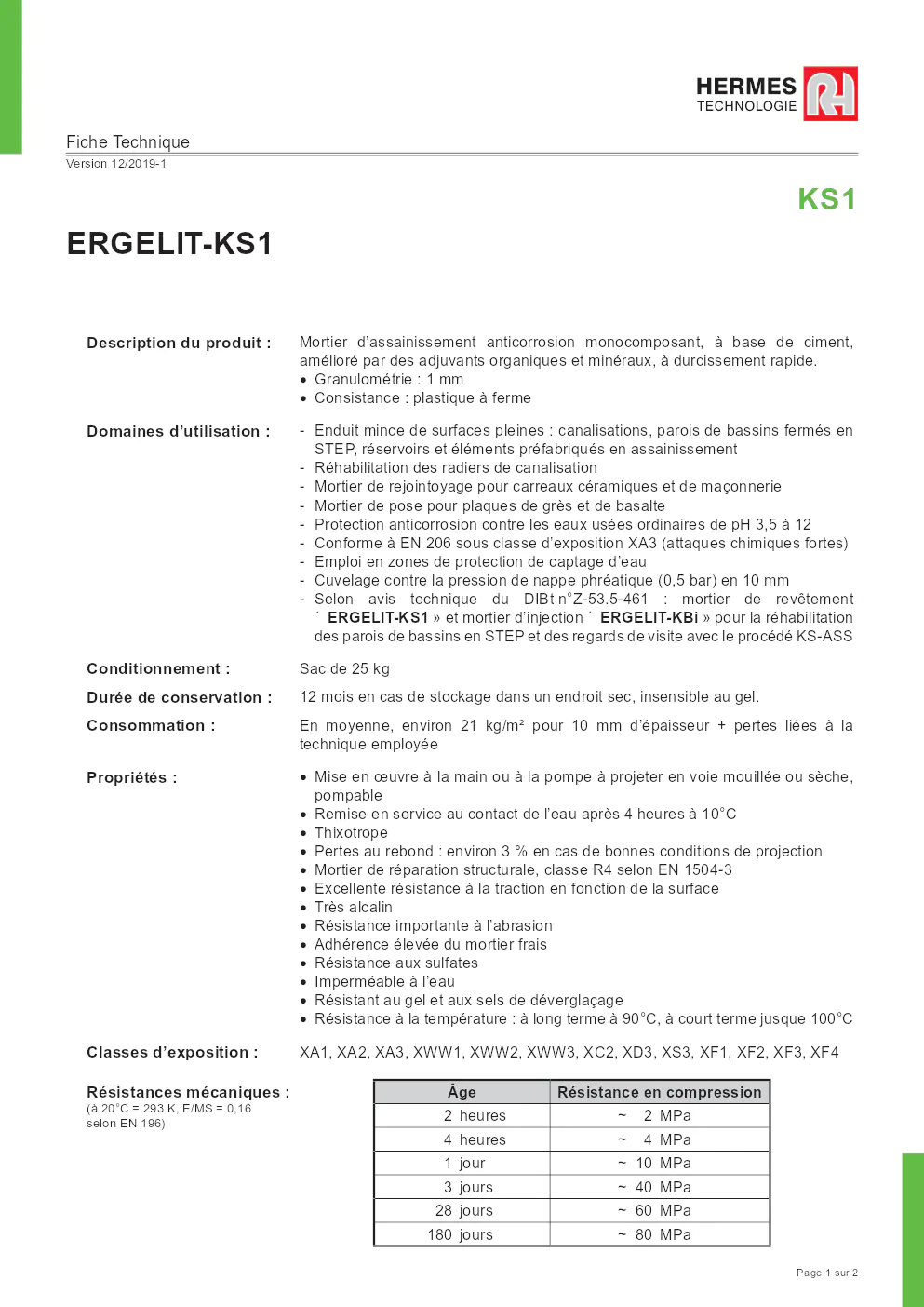 Image du document pdf : fiche technique du produit ergelit-ks1 version 12/2019-1  