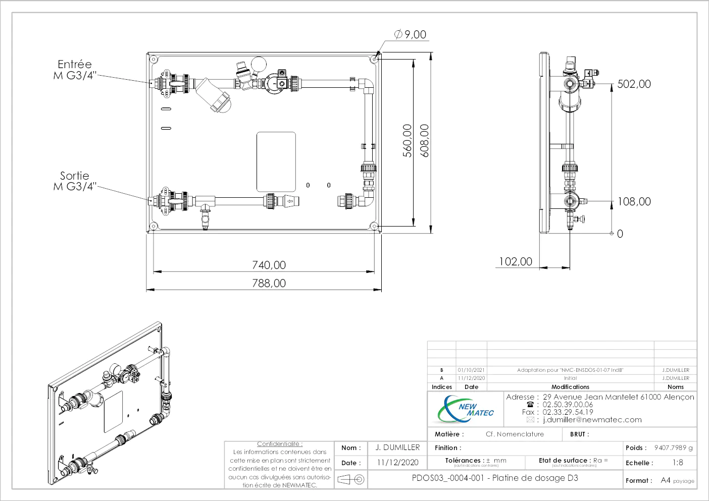 Image du document pdf : fiche technique de la platine de dosage D3  