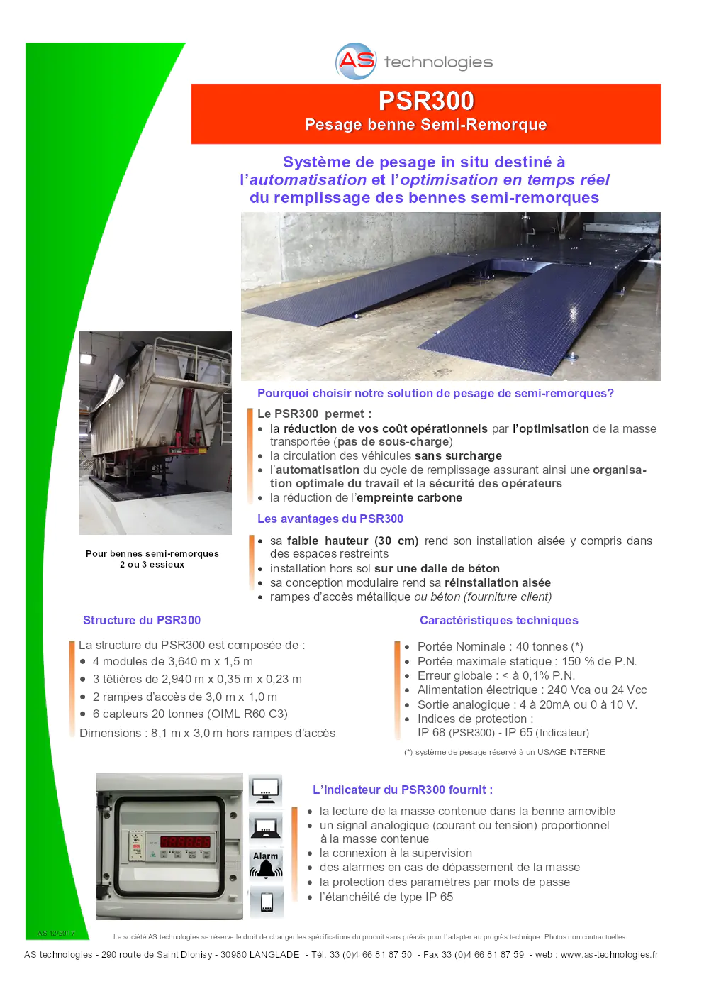 Image du document pdf : brochure du système de pesage psr300 pour bennes semi-remorque  