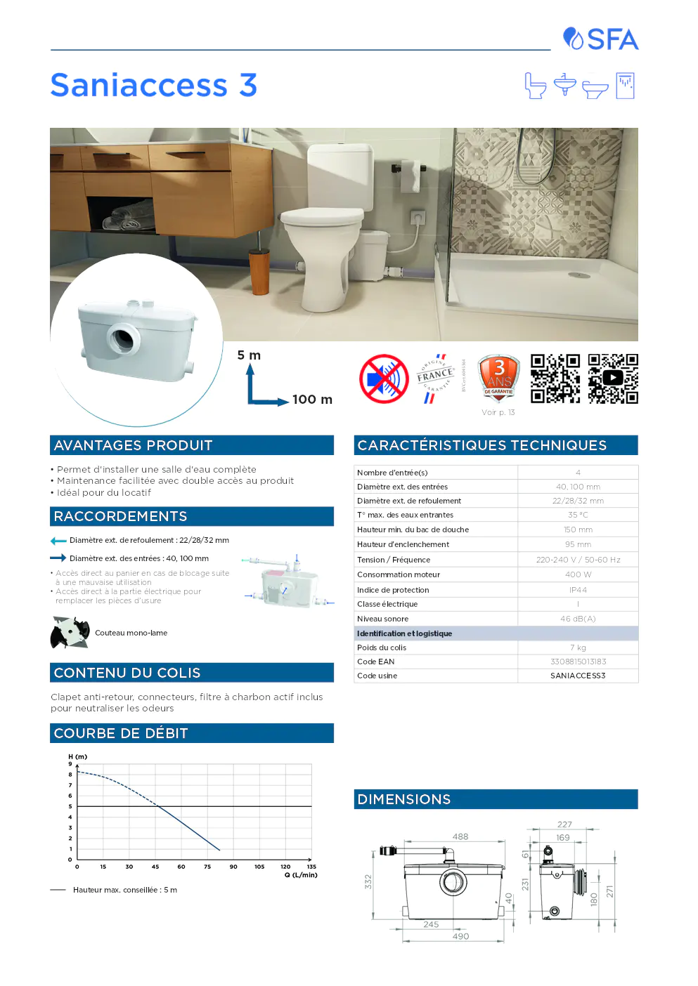 Image du document pdf : fiche technique du produit saniaccess3  