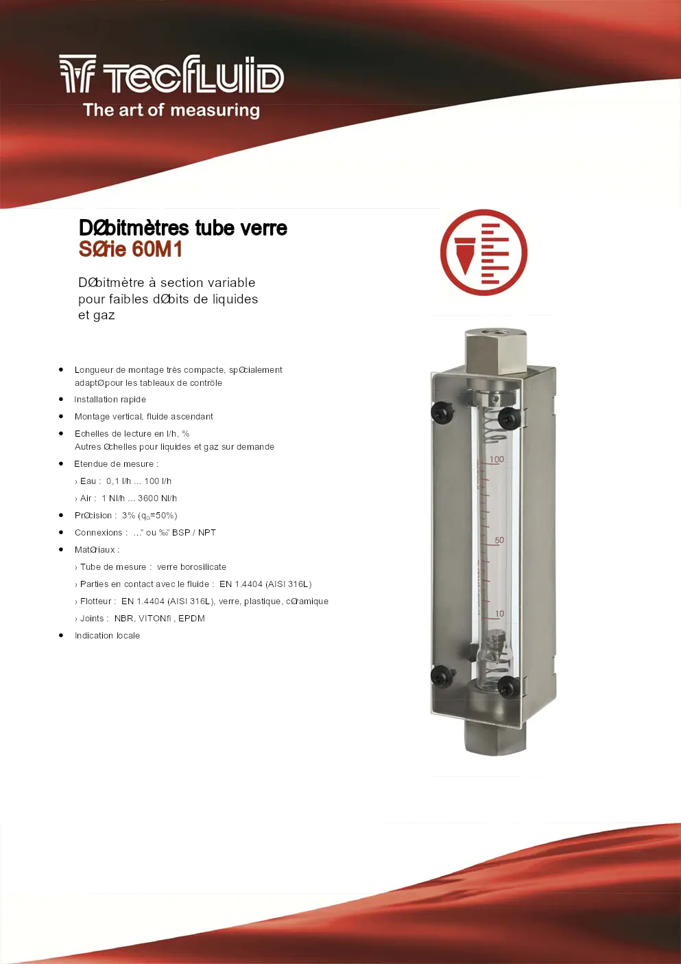 Image du document pdf : débitmètres tube verre série 60M1 pour faibles débits de liquides et gaz  