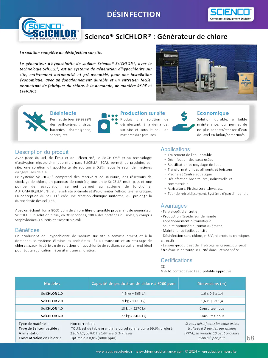 Image du document pdf : brochure du générateur de chlore scienco scichlor  