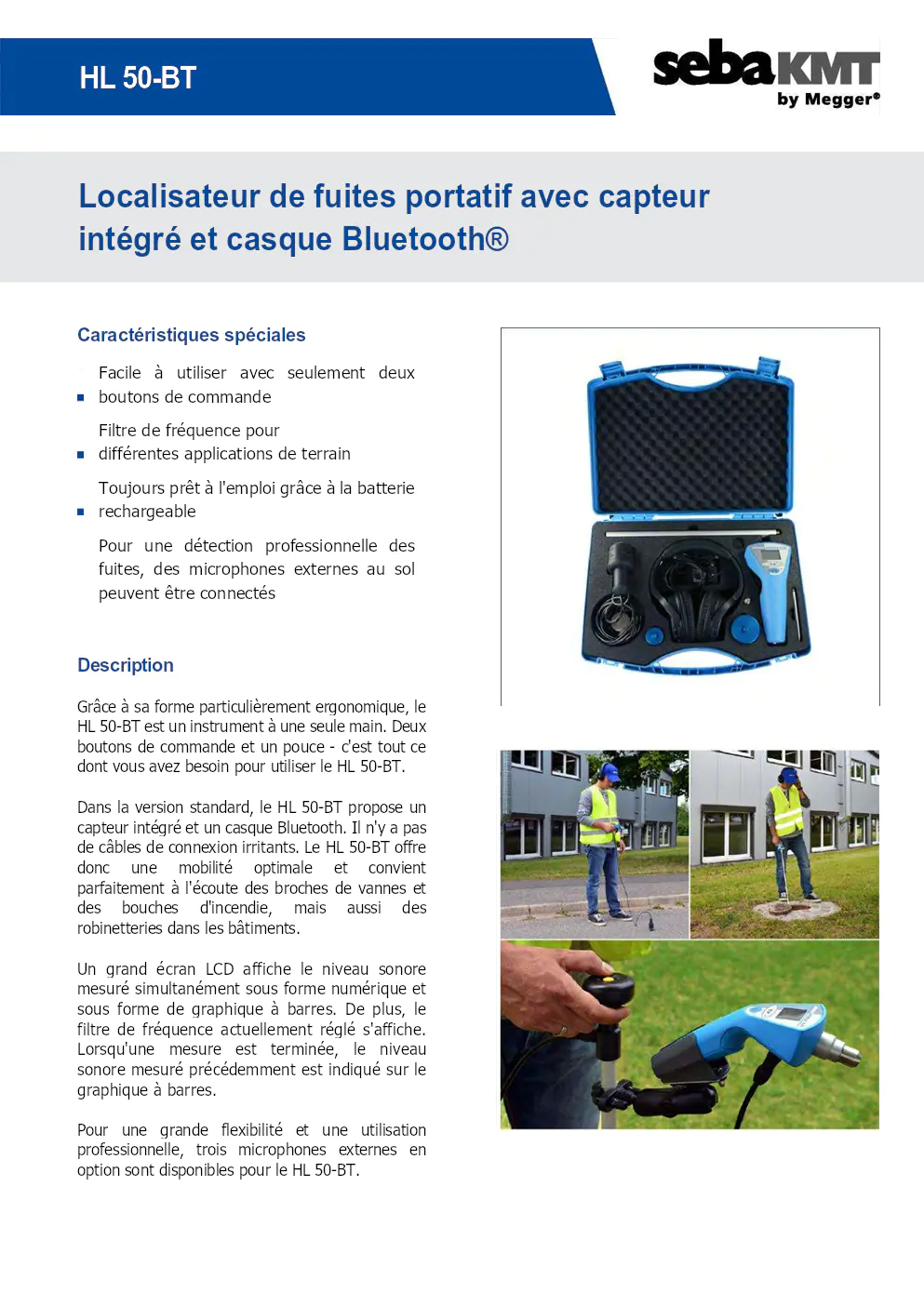 Image du document pdf : localisateur de fuites HL 50-BT avec capteur intégré et casque Bluetooth  