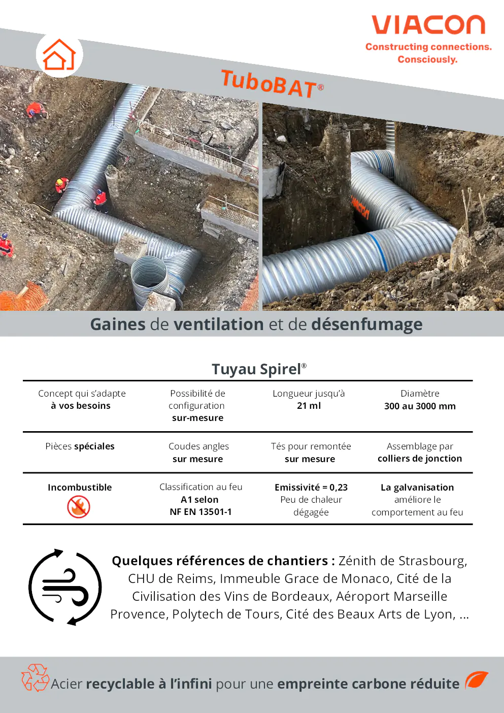 Image du document pdf : Brochure des Produits TuboBAT et Tuyau Spirel® pour Ventilation et Désenfumage  