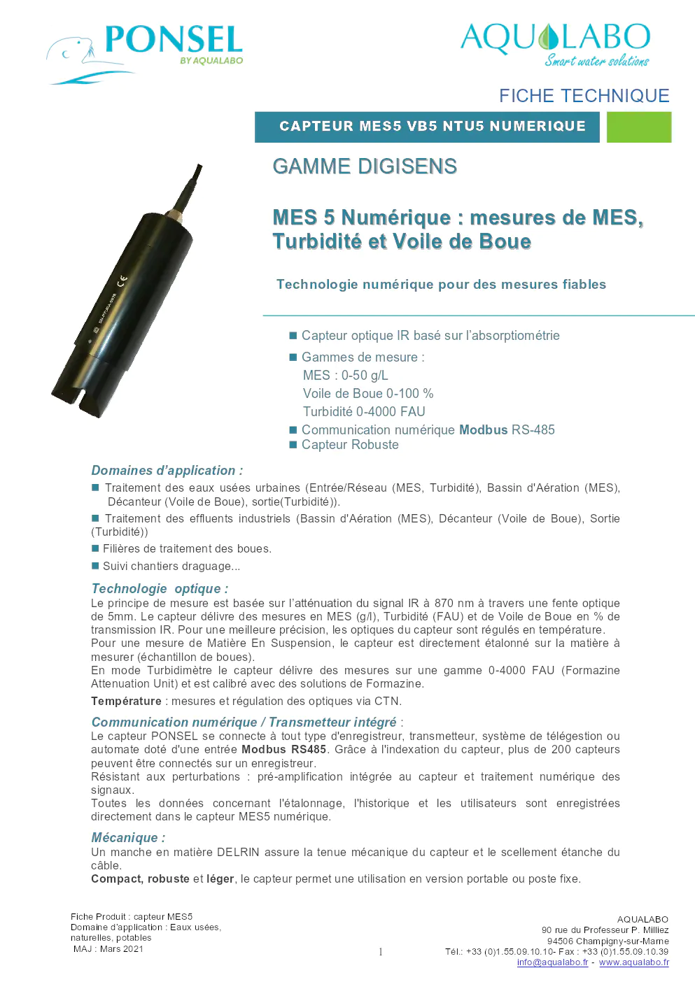 Image du document pdf : fiche technique capteur mes5 vb5 ntu5 numérique  