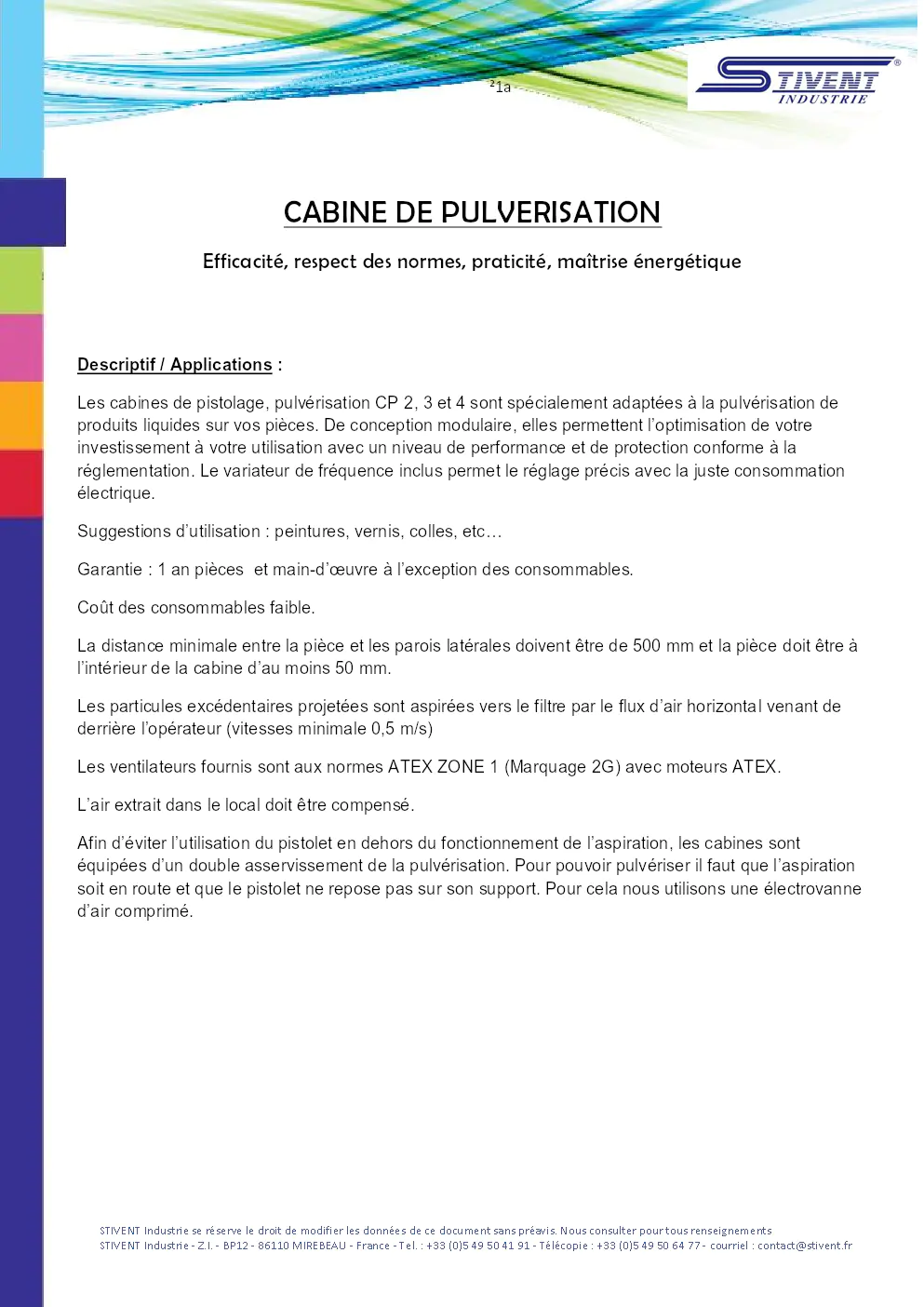 Image du document pdf : fiche technique des cabines de pulvérisation cp 2, 3 et 4  