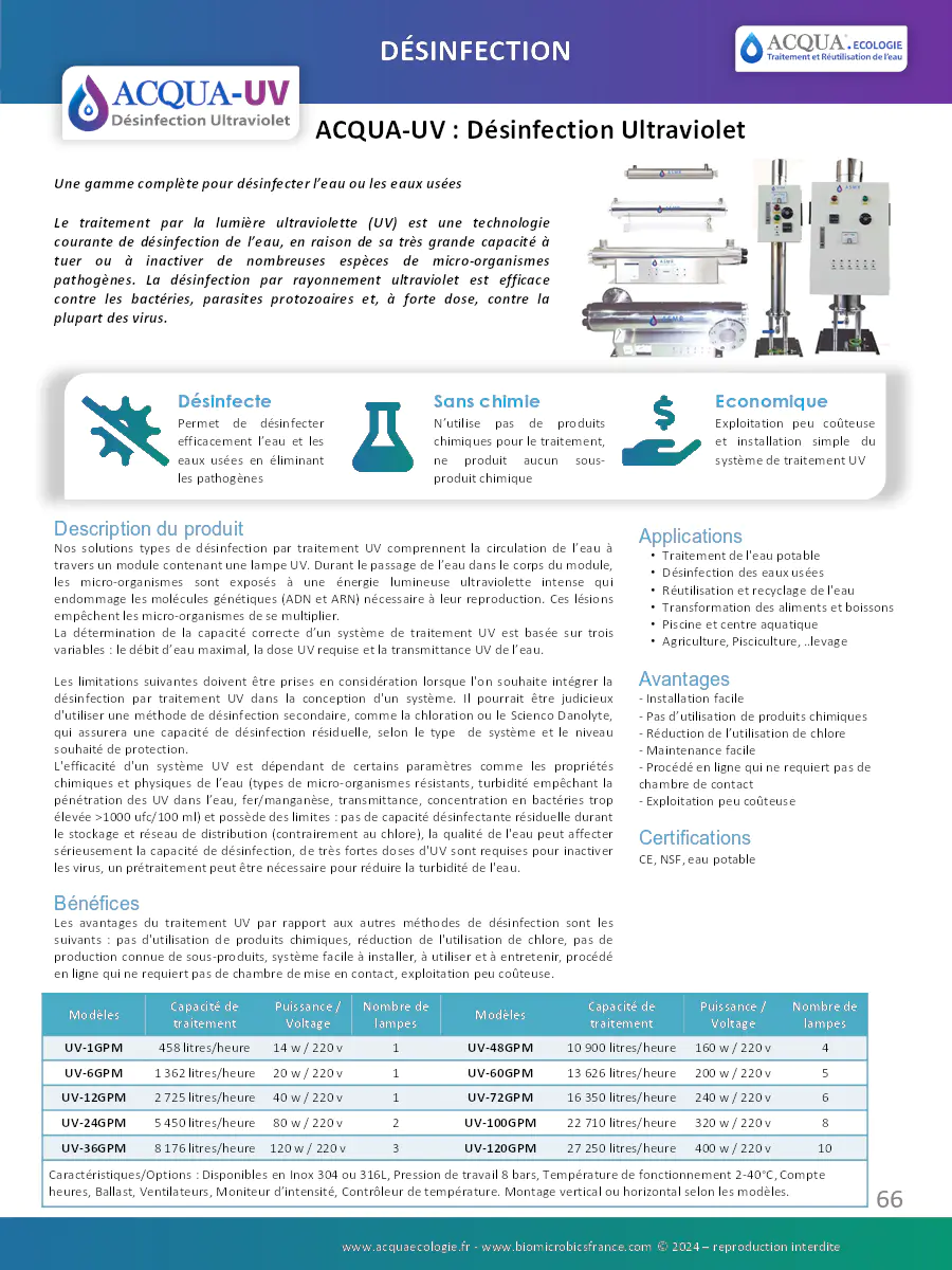 Image du document pdf : brochure de désinfection par ultraviolet acqua-uv  